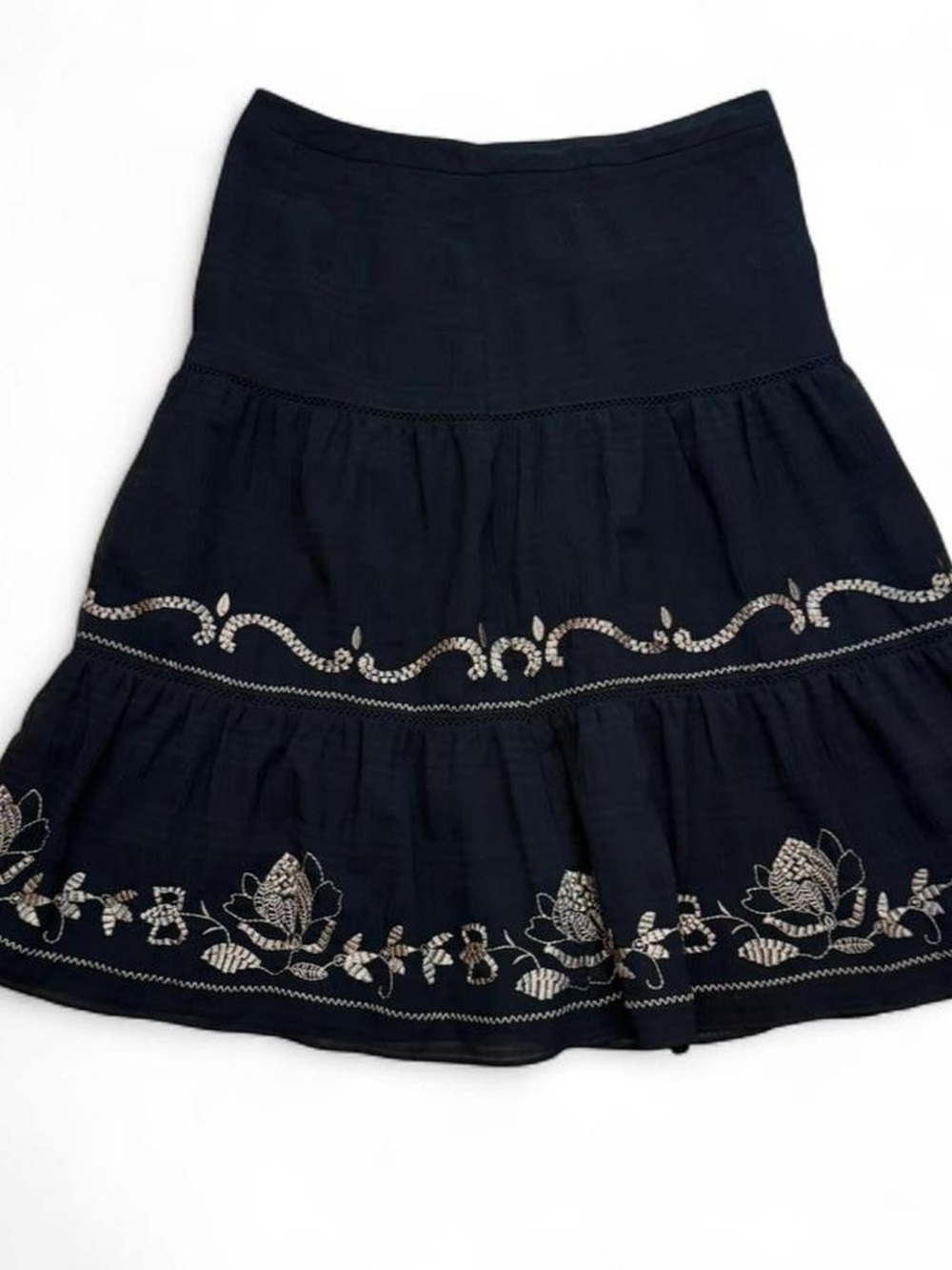 Women's Ann Tay Tiered Embroidered Skirt - Black